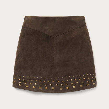 Lamb Suede Skirt with Nailheads | Stetson Brown