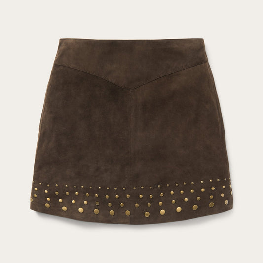 Lamb Suede Skirt with Nailheads | Stetson Brown