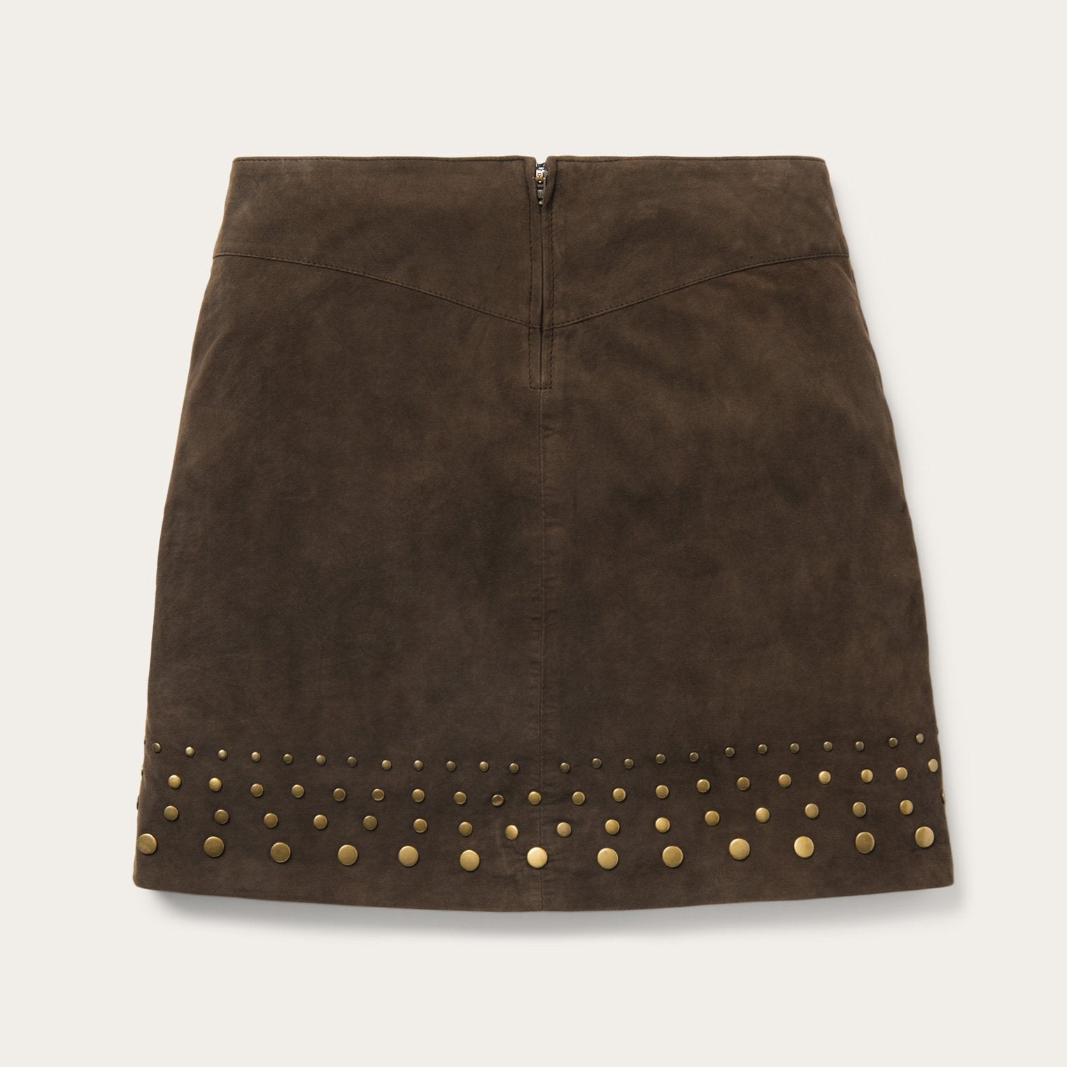 Lamb Suede Skirt with Nailheads | Stetson Brown