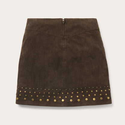 Lamb Suede Skirt with Nailheads | Stetson Brown