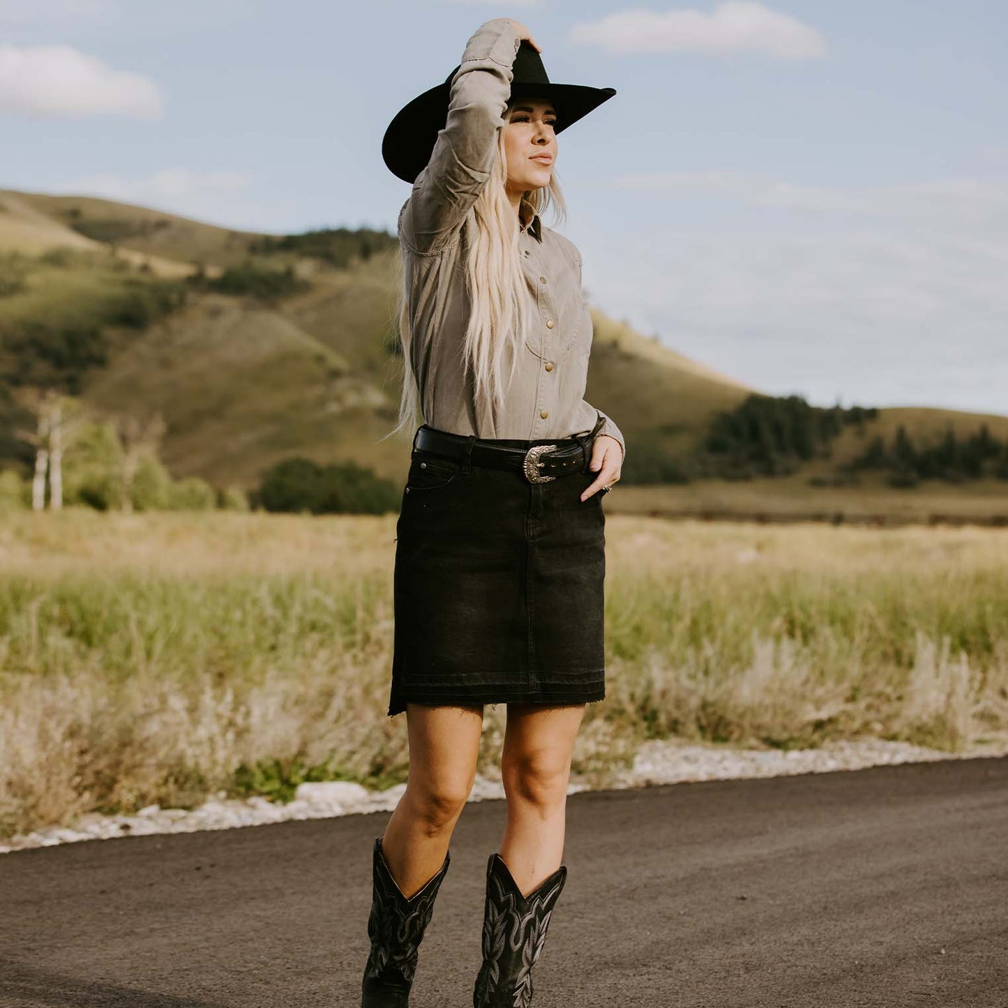 Black Denim 5-Pocket Skirt | Stetson Black