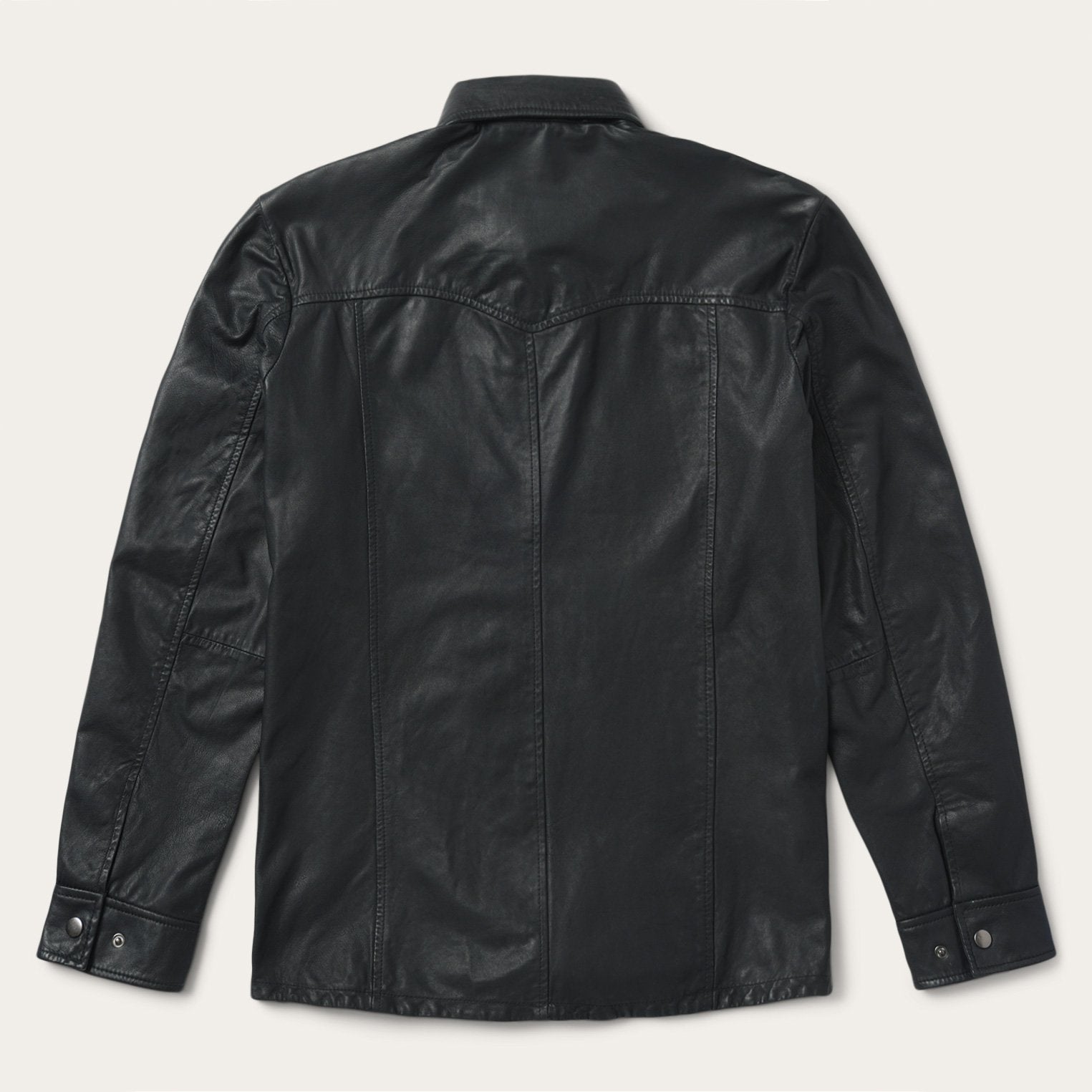 Leather Western Shirt Jacket | Stetson Black