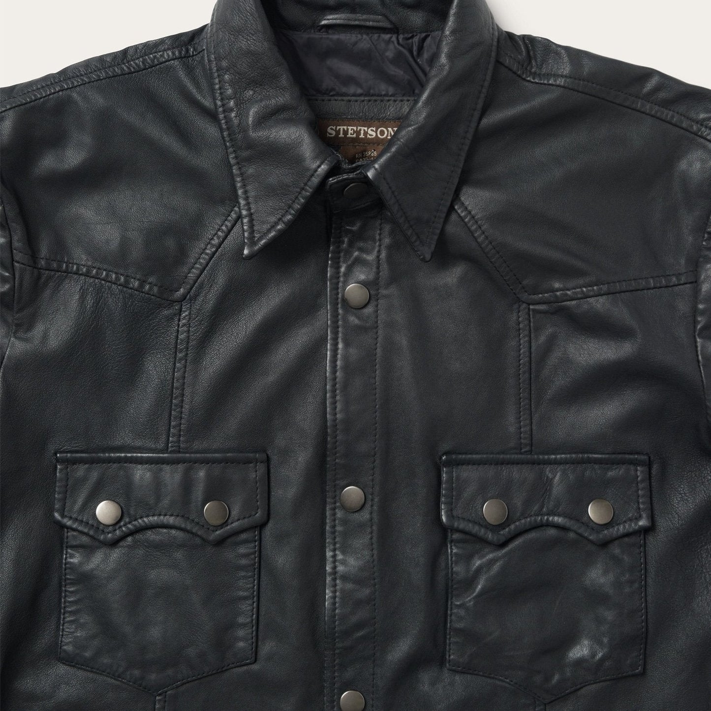 Leather Western Shirt Jacket | Stetson Black