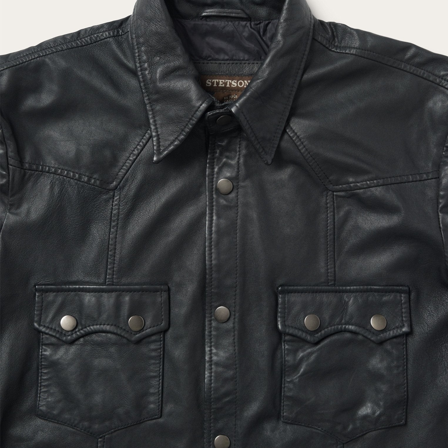 Leather Western Shirt Jacket | Stetson Black