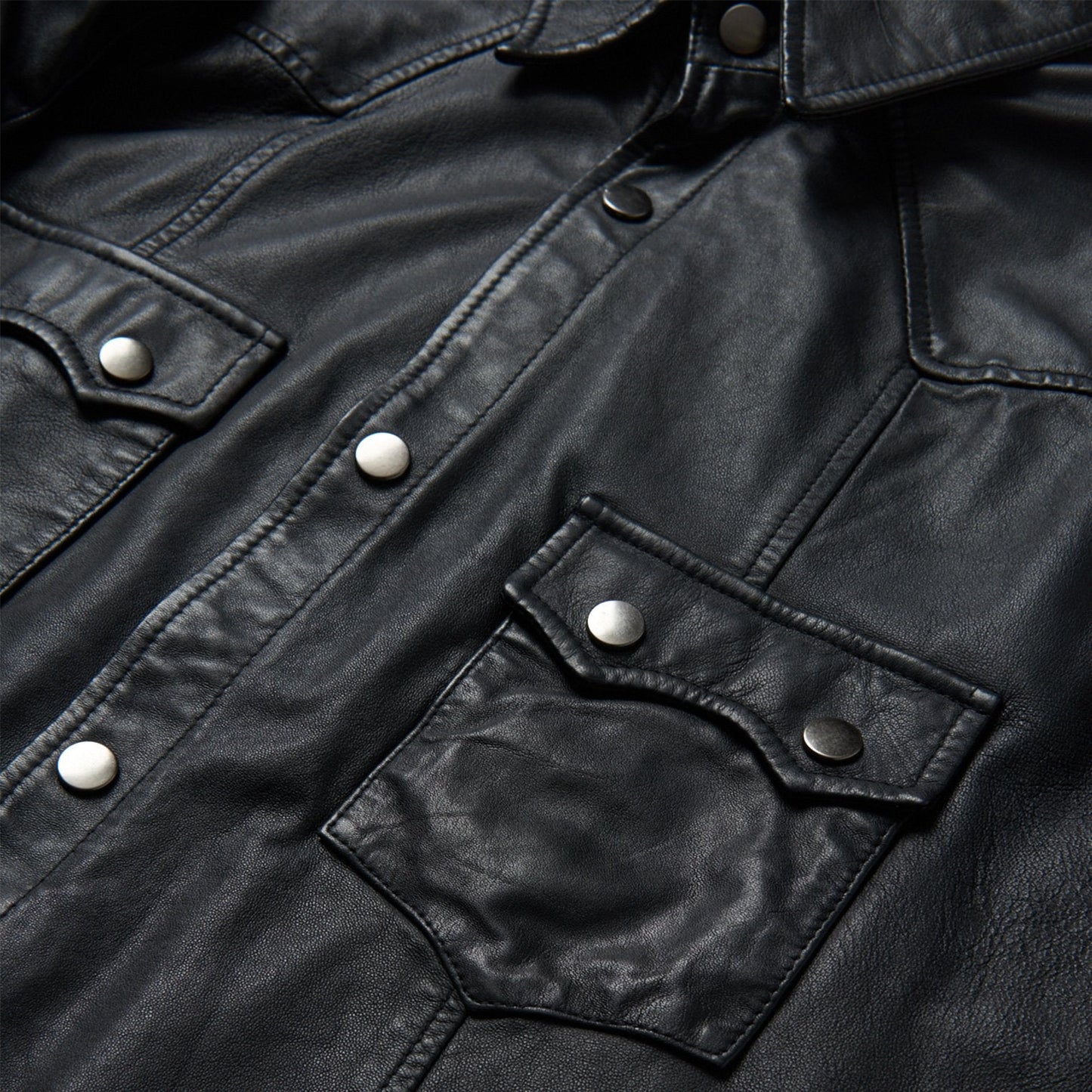 Leather Western Shirt Jacket | Stetson Black