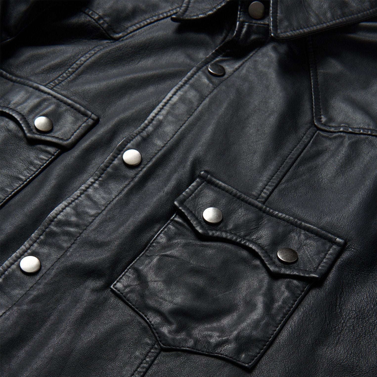 Leather Western Shirt Jacket | Stetson Black