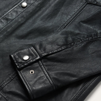 Leather Western Shirt Jacket | Stetson Black