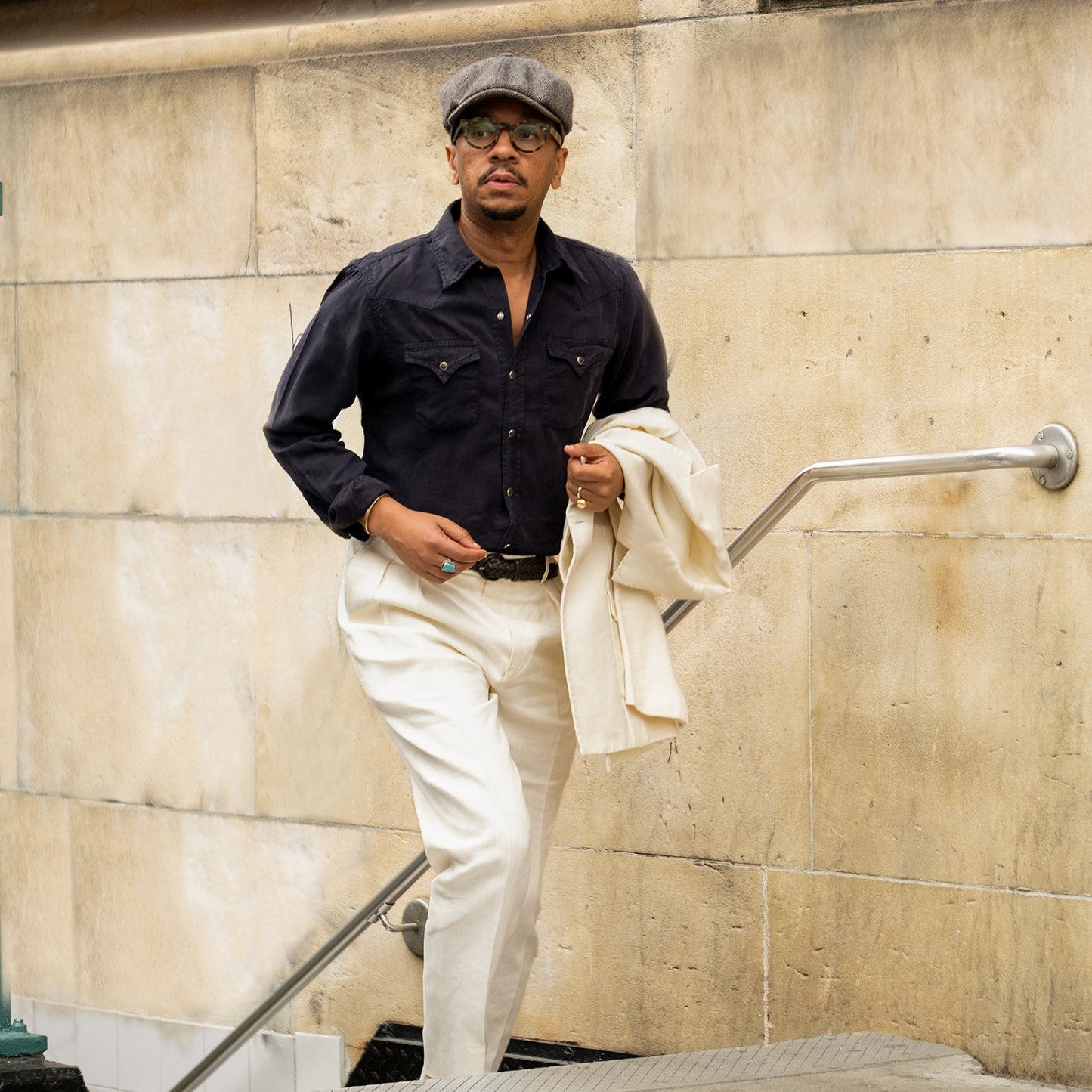 Wool Herringbone Hatteras | Stetson Grey Herringbone