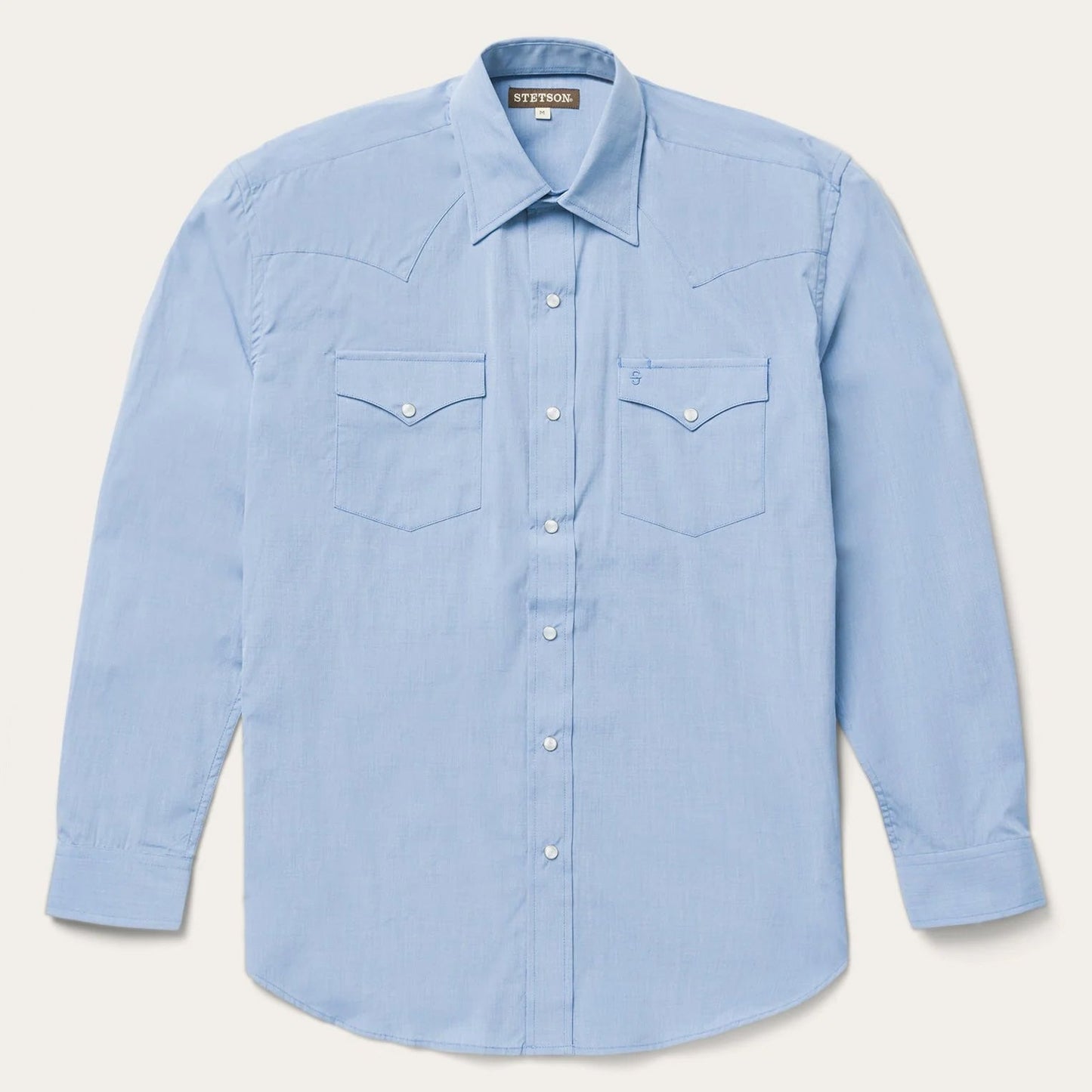Blue End On End Solid Shirt | Stetson Blue