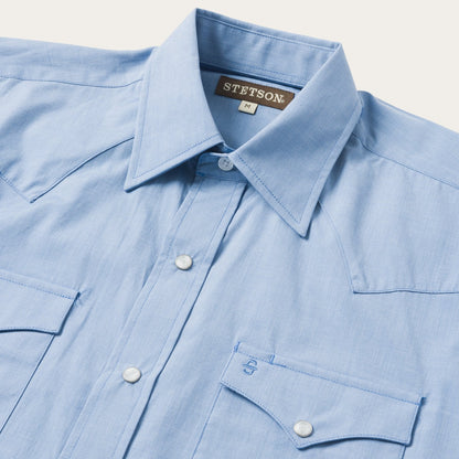 Blue End On End Solid Shirt | Stetson Blue