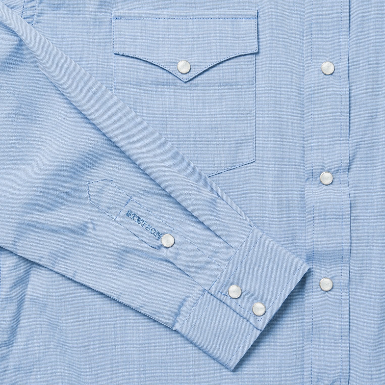 Blue End On End Solid Shirt | Stetson Blue