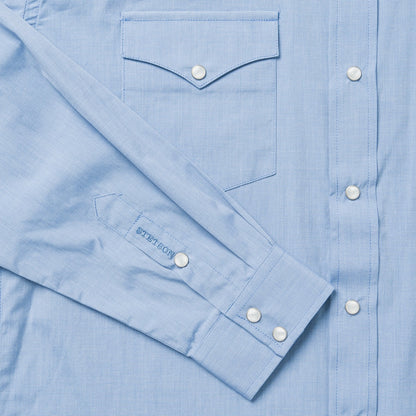 Blue End On End Solid Shirt | Stetson Blue