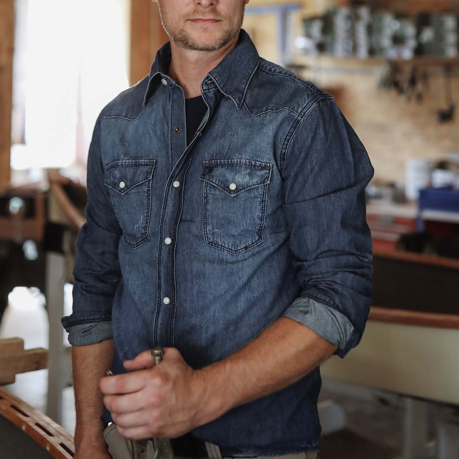 Medium Blue Denim Shirt | Stetson Blue