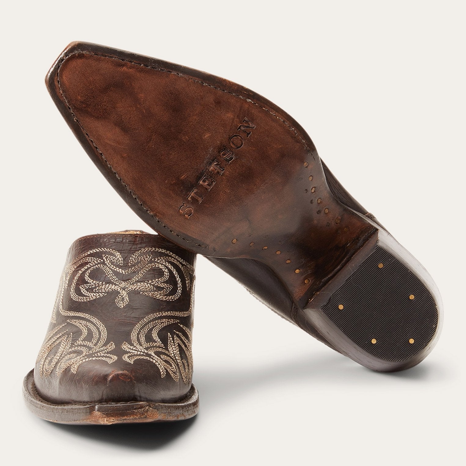 Adley Vintage Finished Leather Mules | Stetson Brown