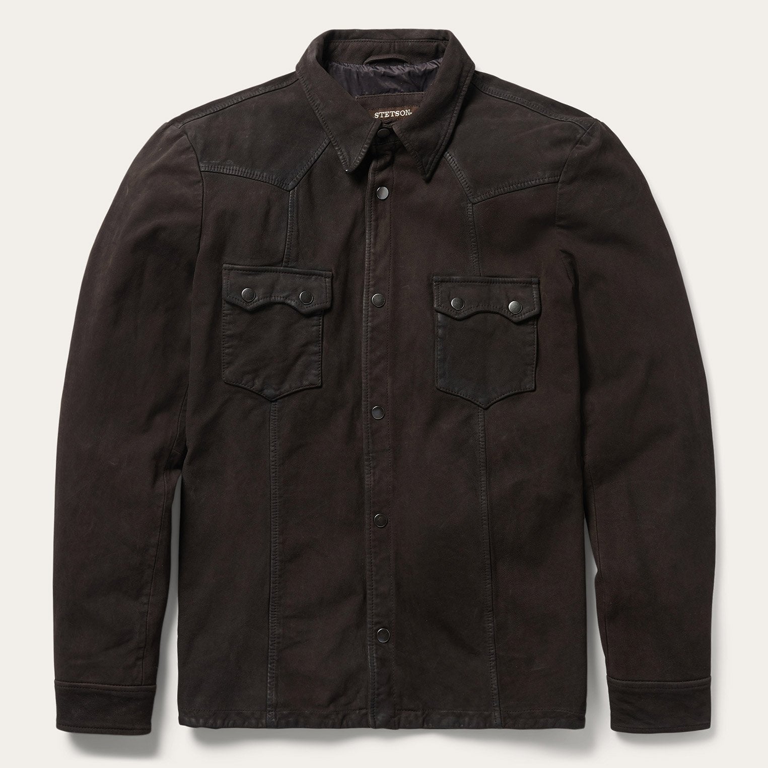Leather Western Shirt Jacket | Stetson Brown