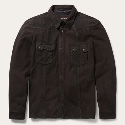 Leather Western Shirt Jacket | Stetson Brown