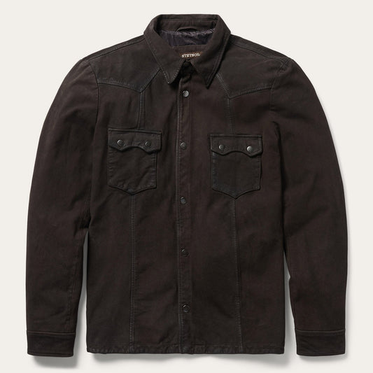 Leather Western Shirt Jacket | Stetson Brown