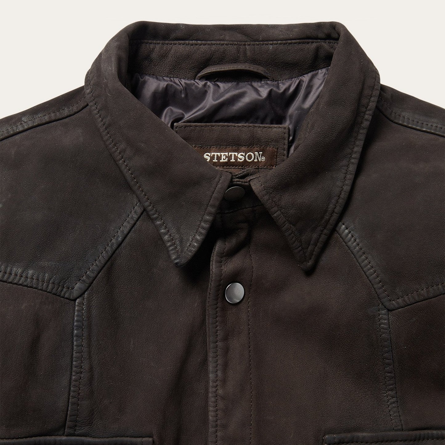 Leather Western Shirt Jacket | Stetson Brown