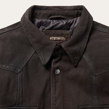 Leather Western Shirt Jacket | Stetson Brown