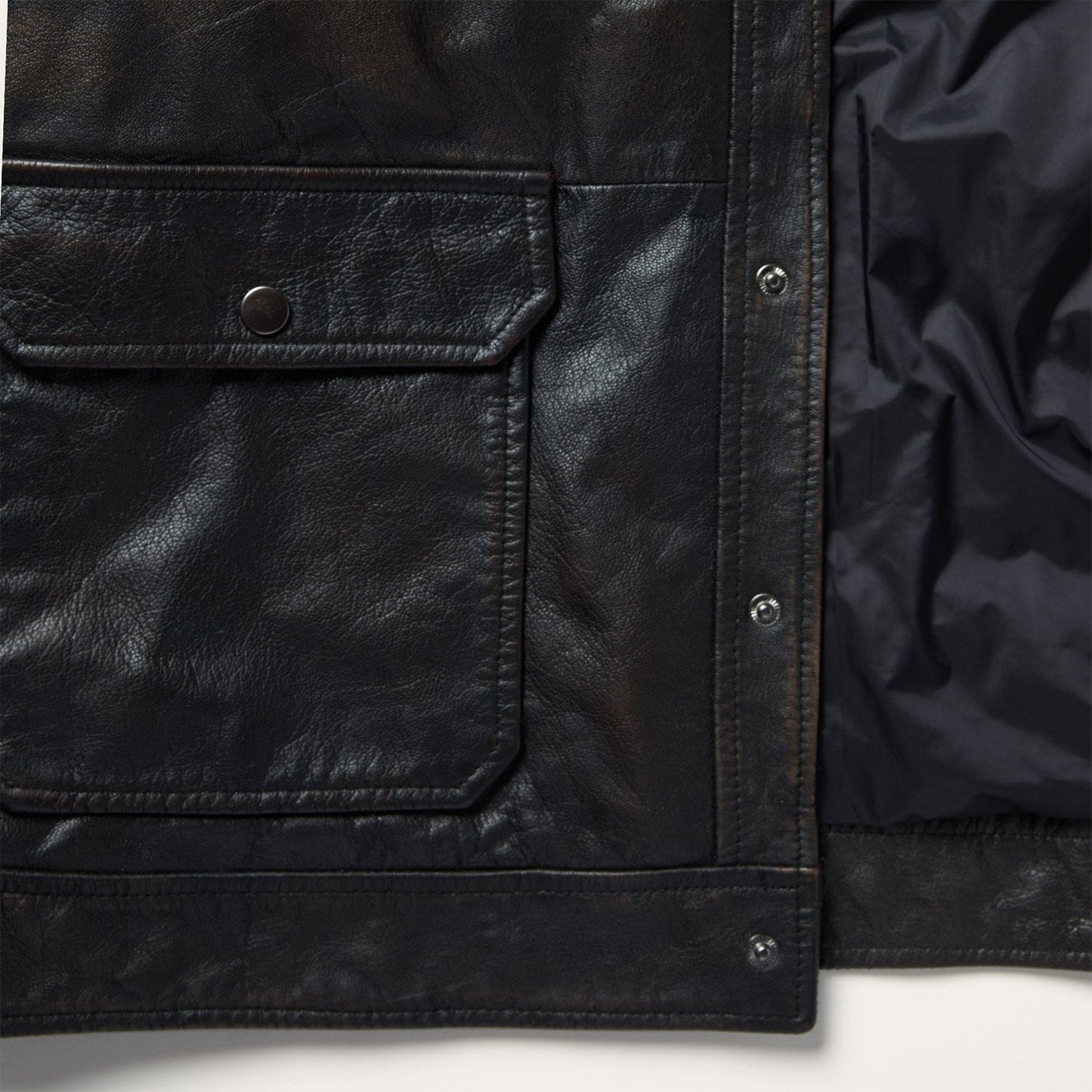 Snap Front Leather Jacket | Stetson Brown