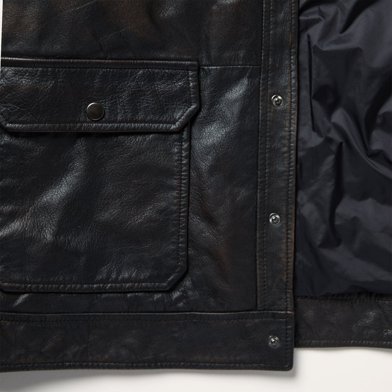 Snap Front Leather Jacket | Stetson Brown