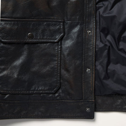 Snap Front Leather Jacket | Stetson Brown