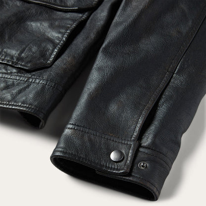 Snap Front Leather Jacket | Stetson Brown