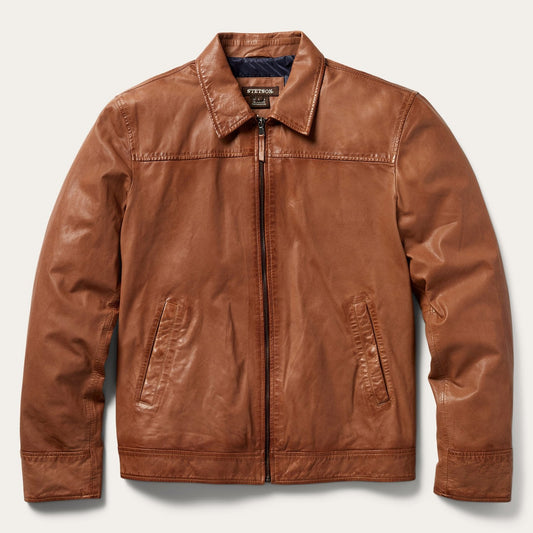 Zip-Front Lightweight Leather Jacket | Stetson Brown