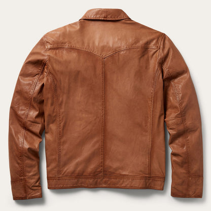Zip-Front Lightweight Leather Jacket | Stetson Brown