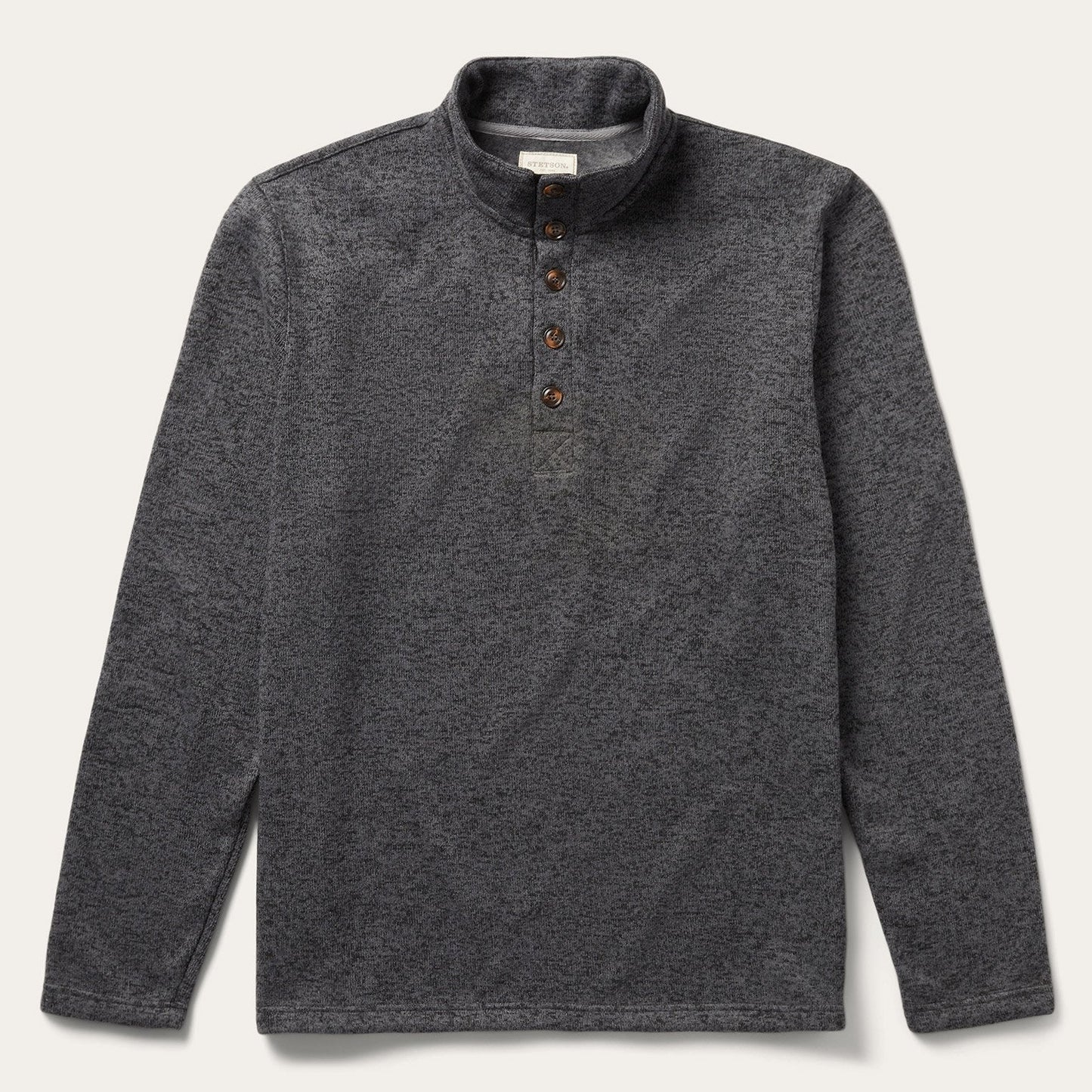 Button-Front Grey Pullover Knit Sweater | Stetson Grey
