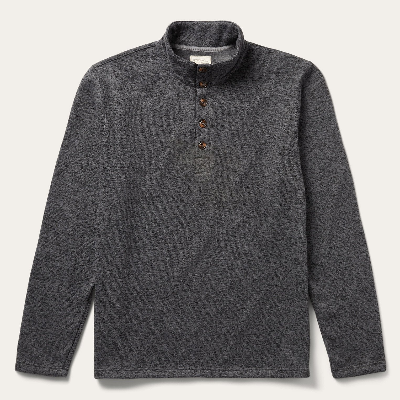 Button-Front Grey Pullover Knit Sweater | Stetson Grey