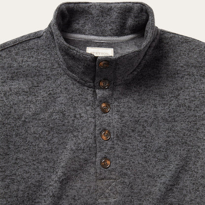 Button-Front Grey Pullover Knit Sweater | Stetson Grey