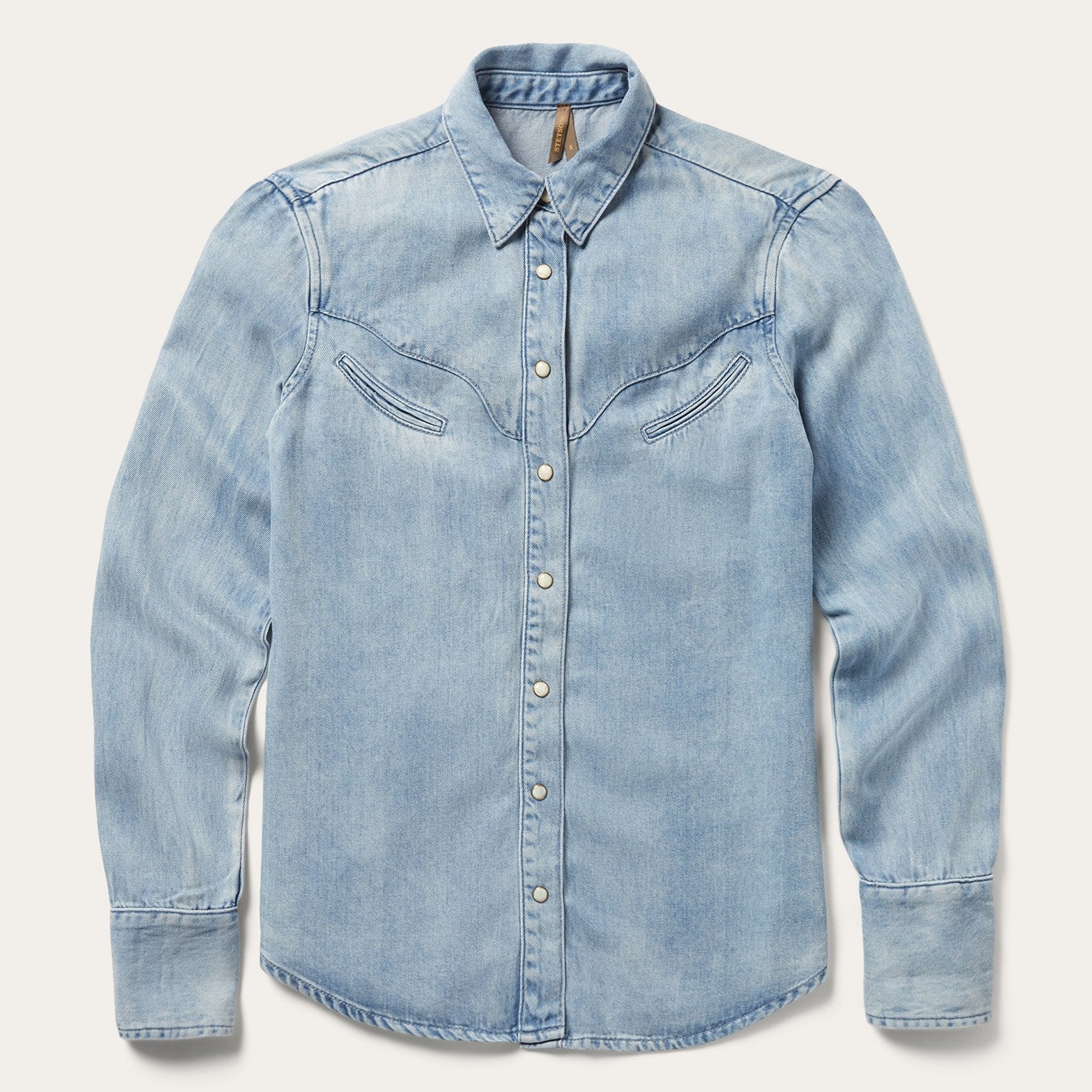 Curved Yoke Western Denim Shirt | Stetson Blue