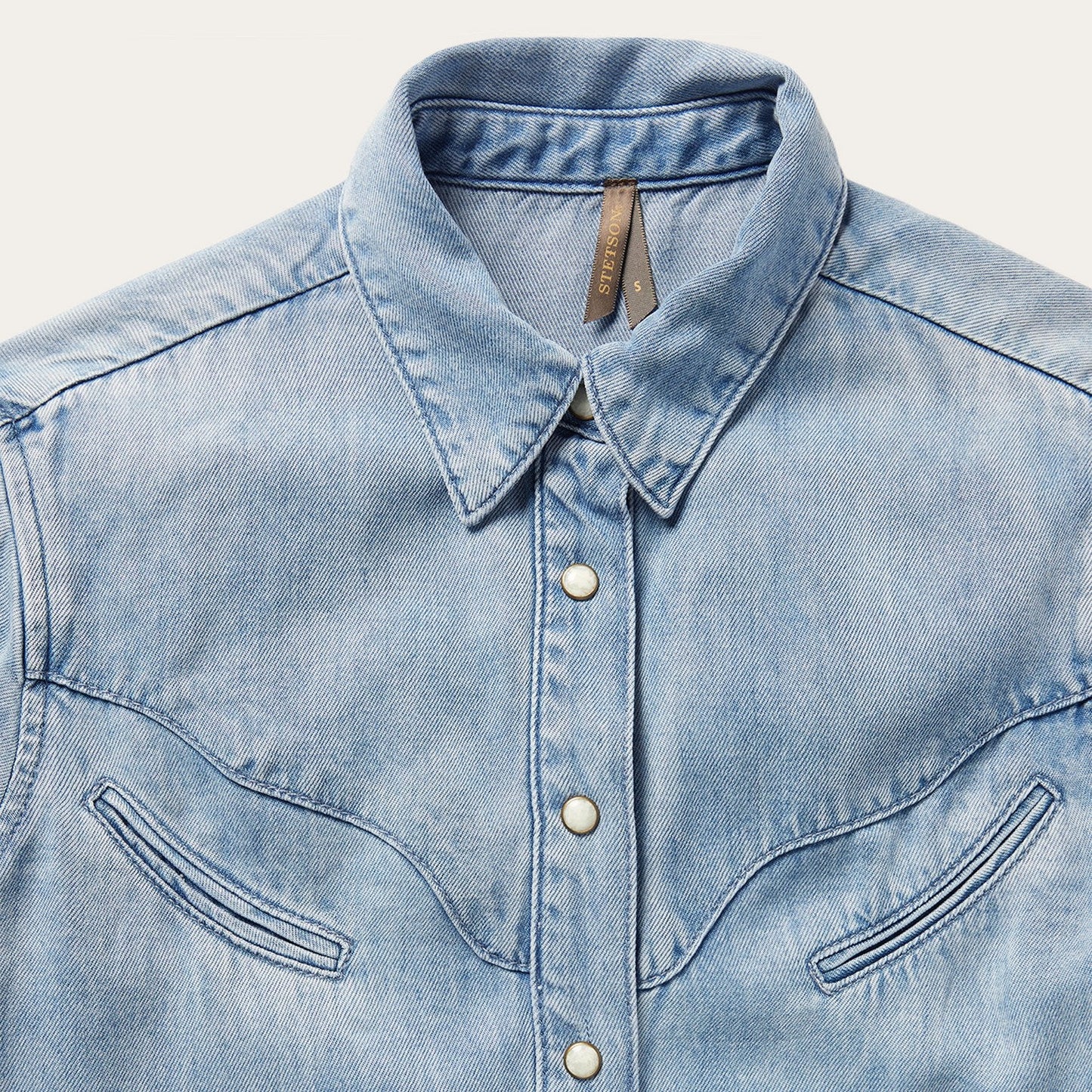 Curved Yoke Western Denim Shirt | Stetson Blue
