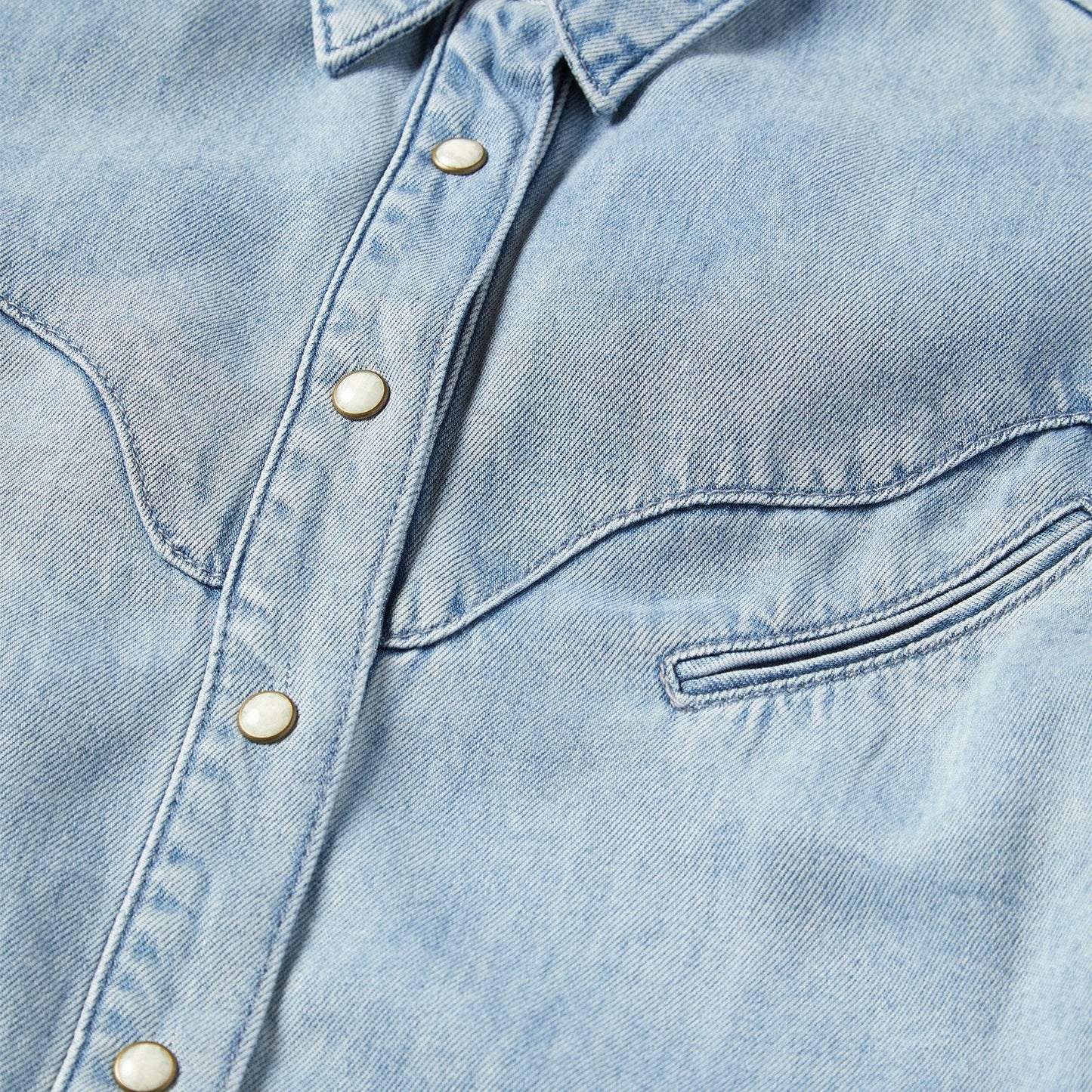Curved Yoke Western Denim Shirt | Stetson Blue