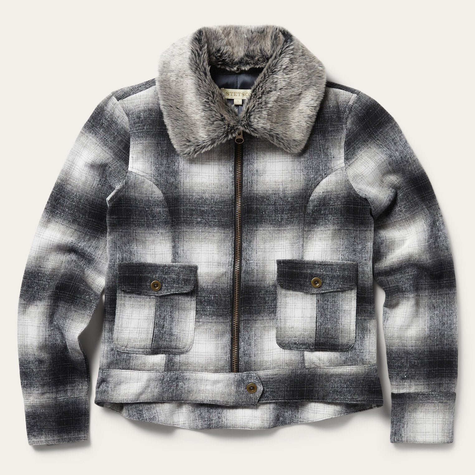Plaid Cropped Jacket | Stetson Black