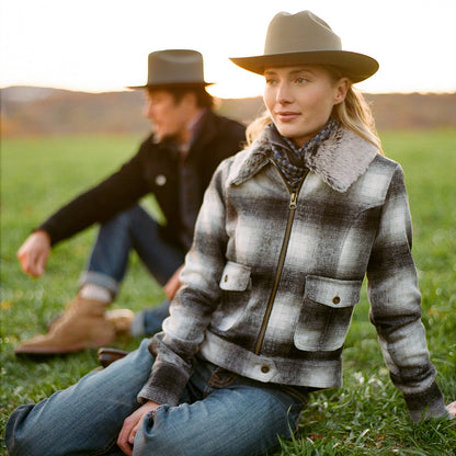 Plaid Cropped Jacket | Stetson Black