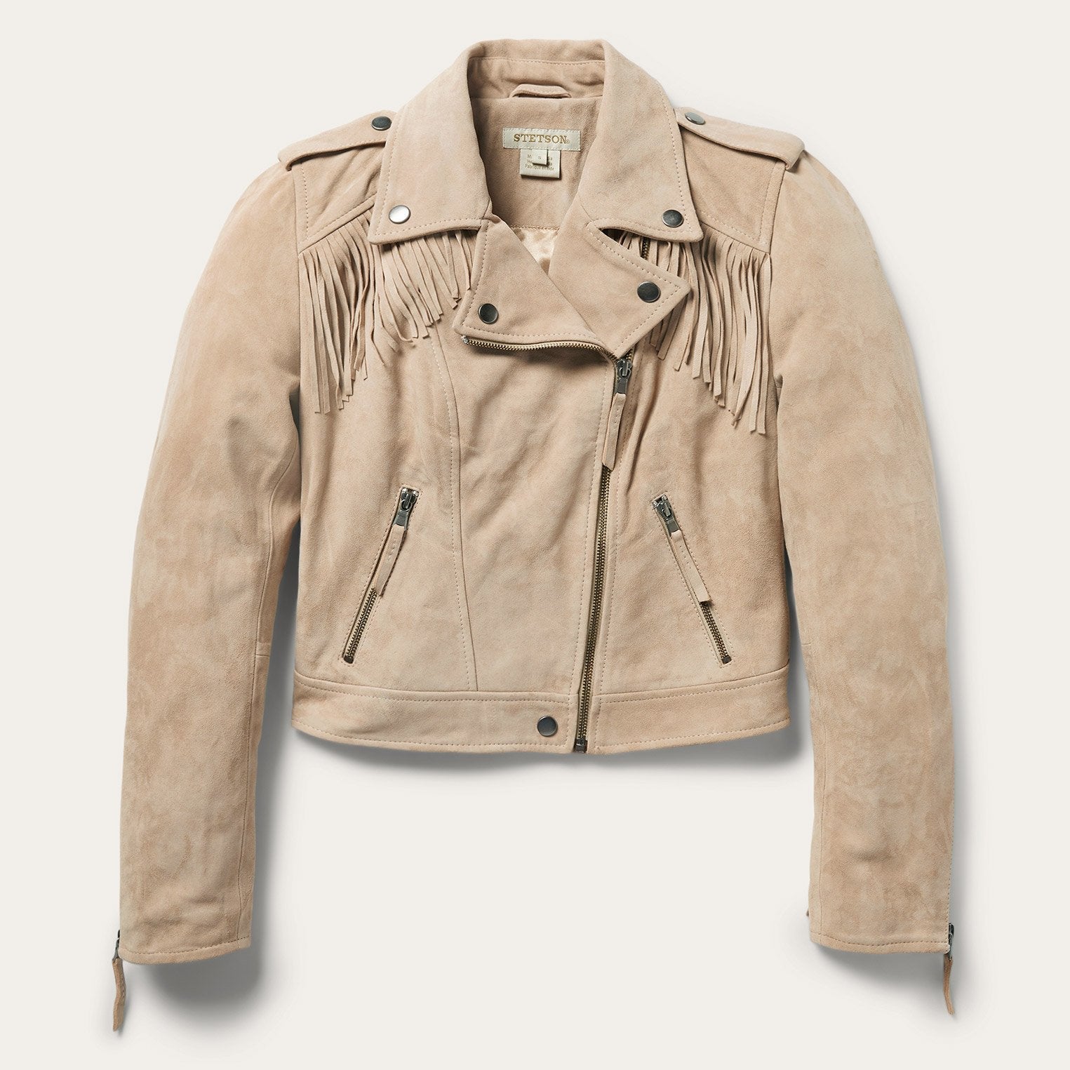 Premium Suede Moto Jacket | Stetson Tan