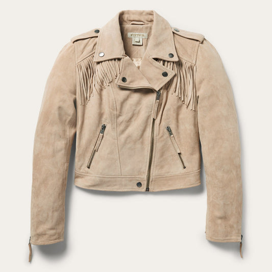 Premium Suede Moto Jacket | Stetson Tan