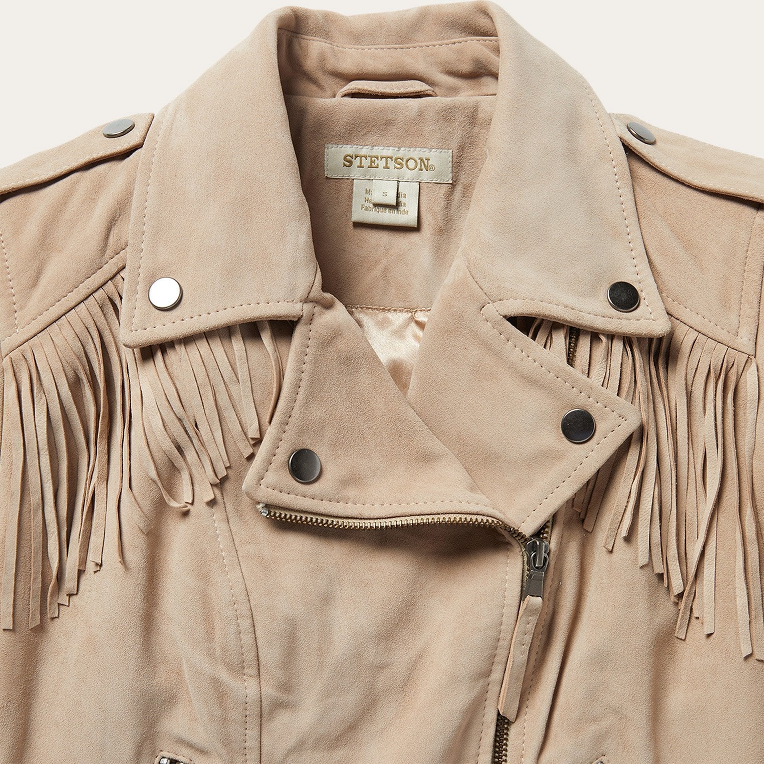 Premium Suede Moto Jacket | Stetson Tan