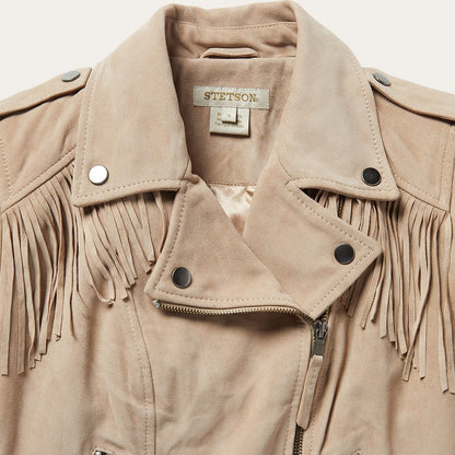 Premium Suede Moto Jacket | Stetson Tan