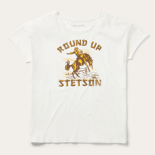 "Round Up" Stetson Vintage Tee | Stetson White