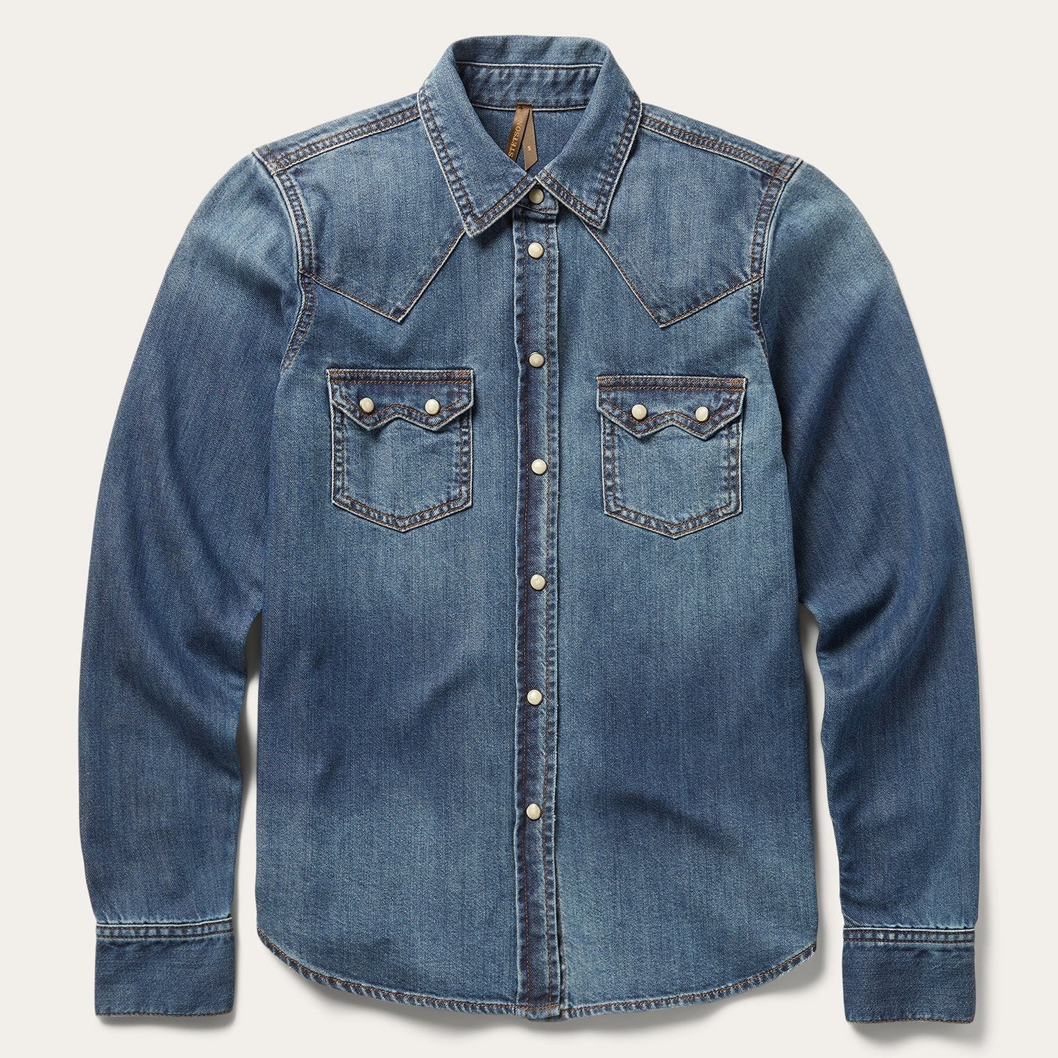 Distressed Denim Shirt | Stetson Blue