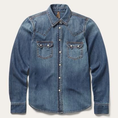 Distressed Denim Shirt | Stetson Blue