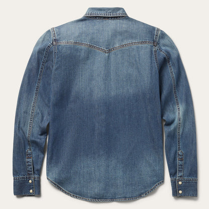 Distressed Denim Shirt | Stetson Blue