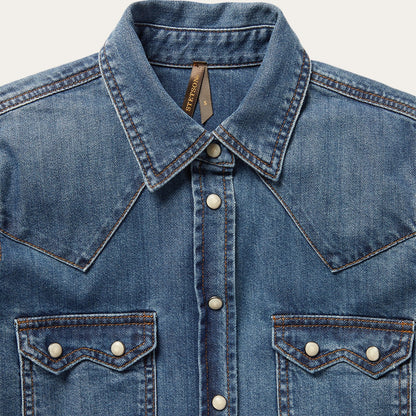 Distressed Denim Shirt | Stetson Blue