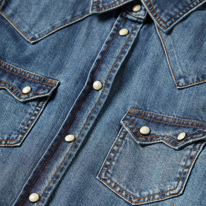 Distressed Denim Shirt | Stetson Blue