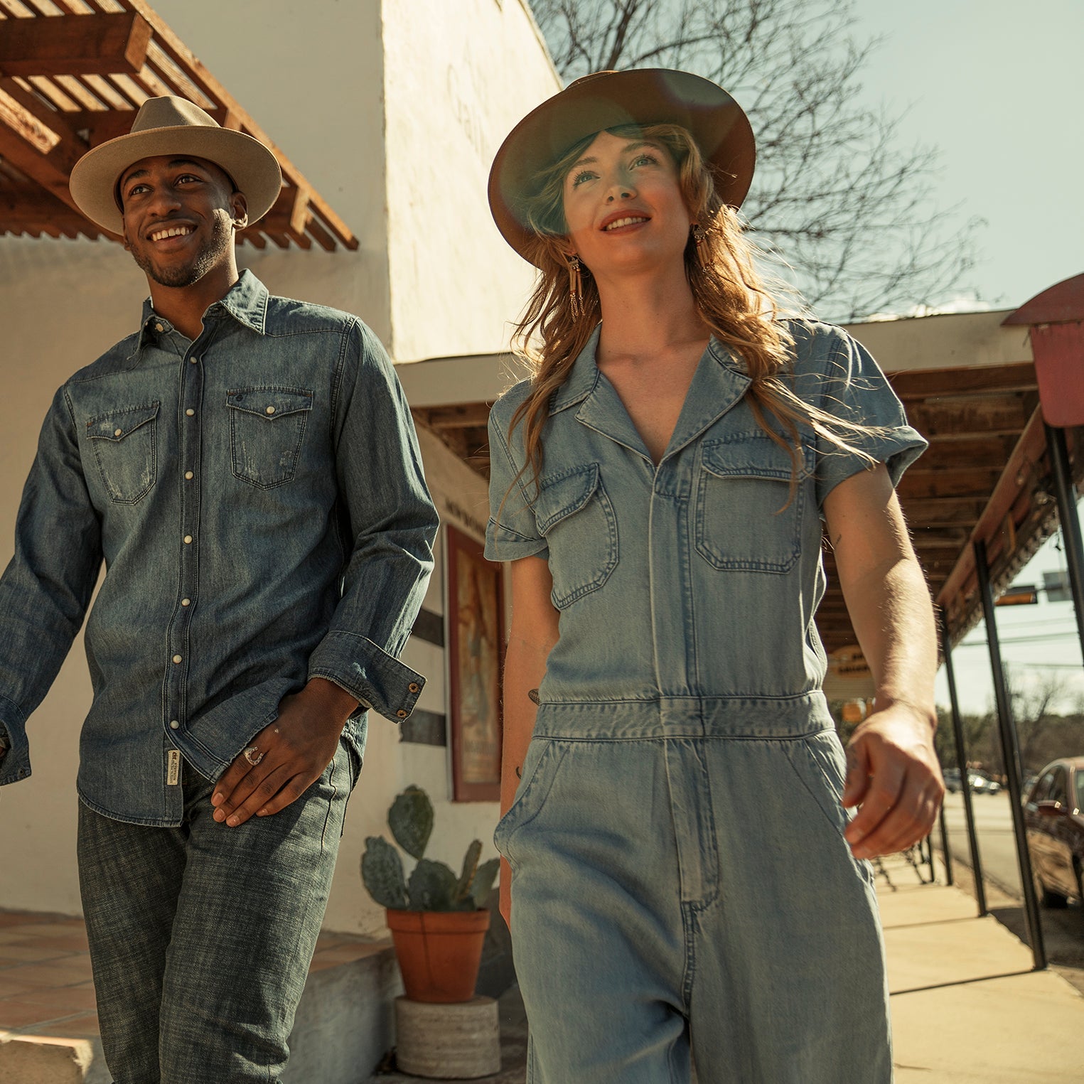 Notch Collar Jumpsuit | Stetson Blue