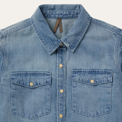 Loose Fit Denim Snap-Front Shirt | Stetson Blue