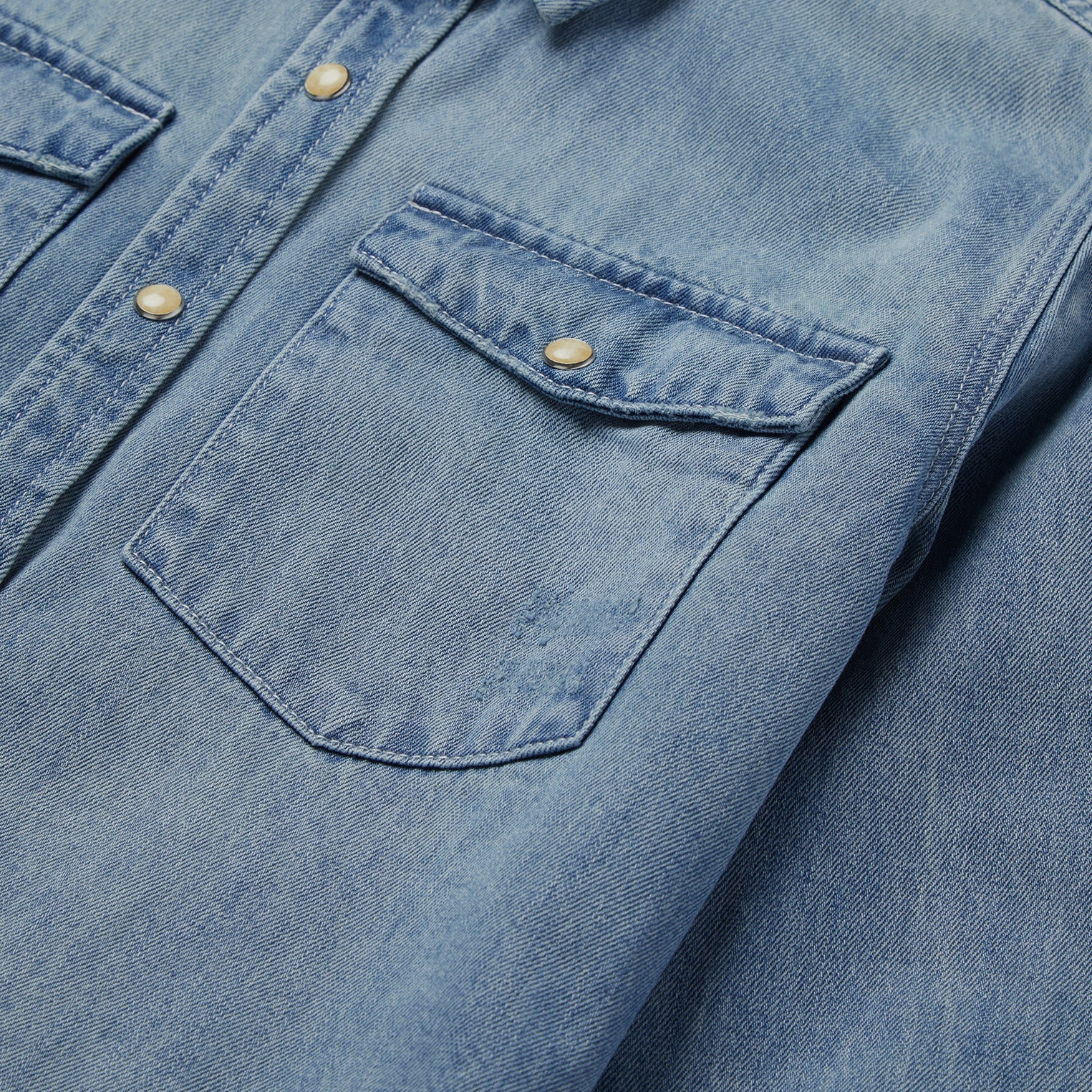 Loose Fit Denim Snap-Front Shirt | Stetson Blue